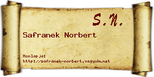 Safranek Norbert névjegykártya
